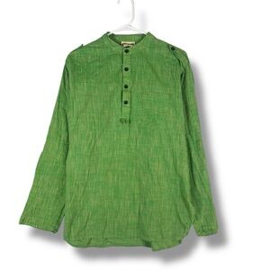 Svanik Kurta Mens M Medium Green Longsleeve Roll Tab Sleeve